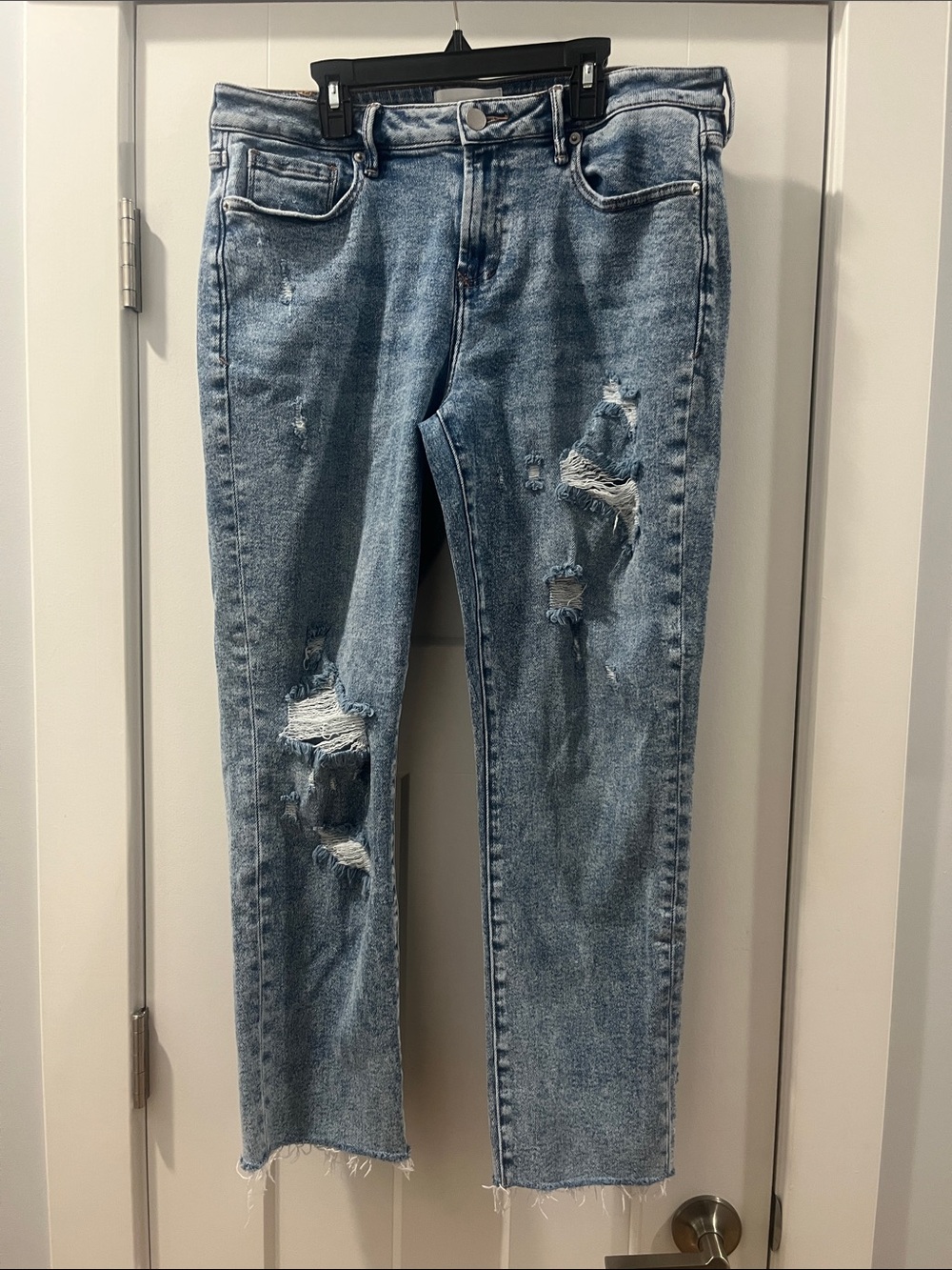 Dear John Light Blue Distressed Blaire Straight Leg Denim Jeans 31 Like New